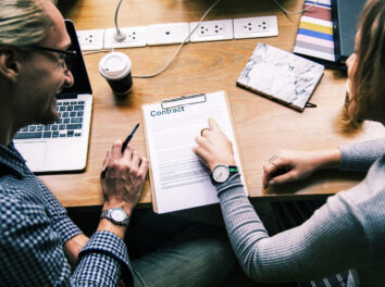 Business people discussing a contract